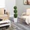4ft. Boxwood Triple Ball Topiary Artificial Tree in White Metal Planter